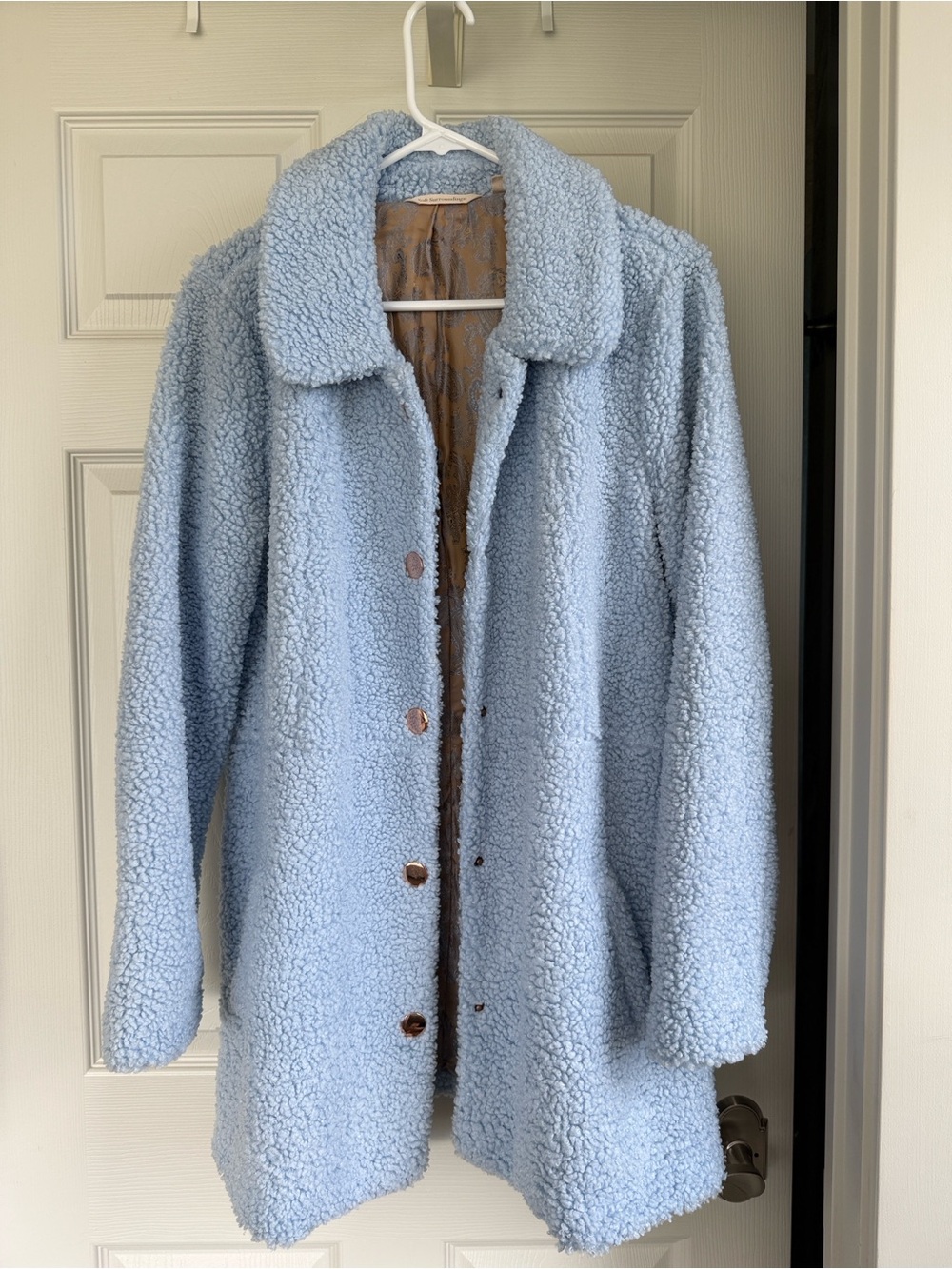 Soft Surroundings Pastel Blue Teddy Sherpa Jacket